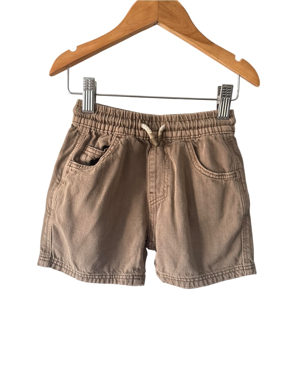 Zara Tan Elastic-Waist Kids Shorts